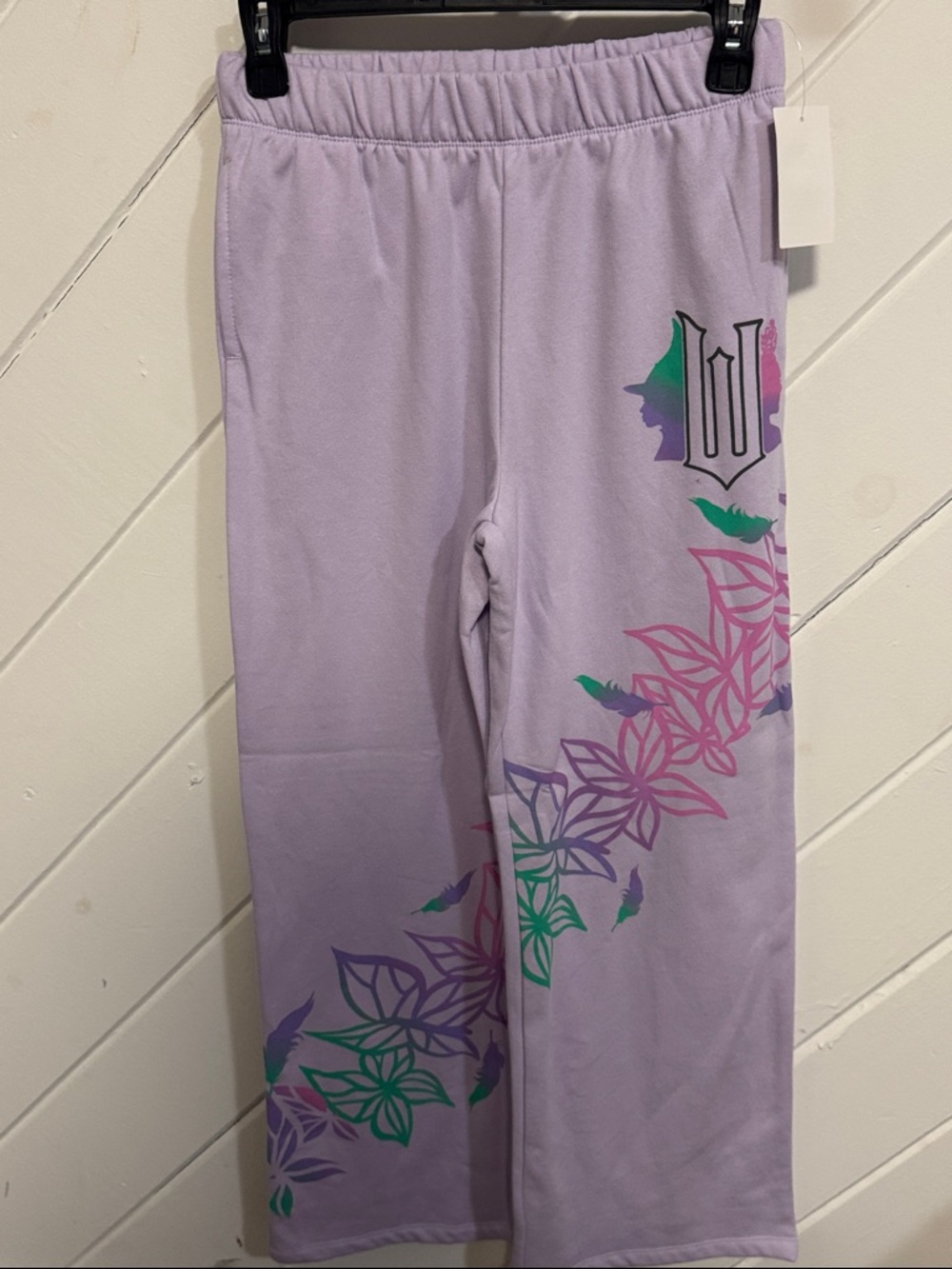 Girls' Lavender Floral Print Joggers with Elastic Waist